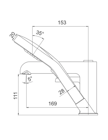 Змішувач для ванни на борт Gappo G1103-6, чорний, з душовим набором