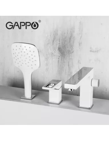 Смеситель для ванны на борт Gappo G1117-8, белый, с душевым набором