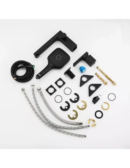 Змішувач для ванни на борт Gappo G1117-6, чорний, з душовим набором