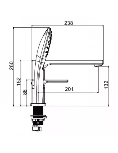 Змішувач для ванни на борт Gappo G1117-6, чорний, з душовим набором