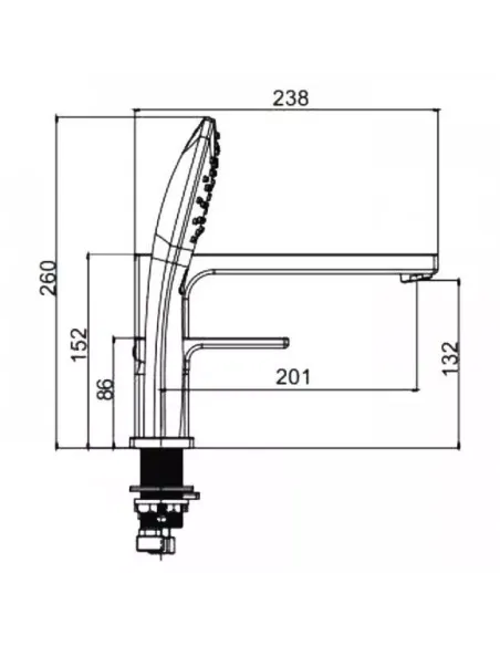 Змішувач для ванни на борт Gappo G1117-6, чорний, з душовим набором