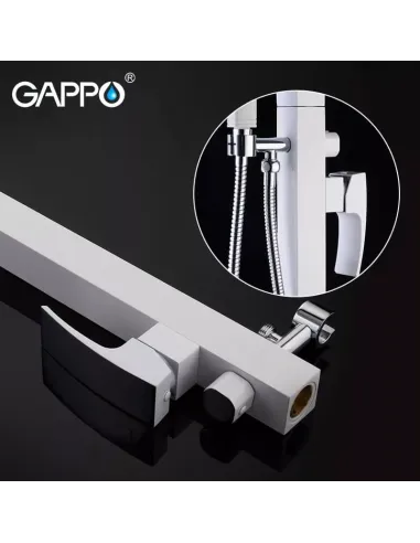 Напольный смеситель для ванны Gappo G3007-8, с душевым набором, белый