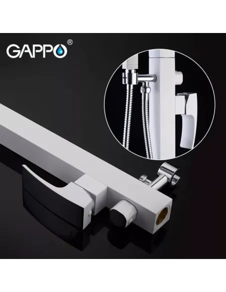 Напольный смеситель для ванны Gappo G3007-8, с душевым набором, белый