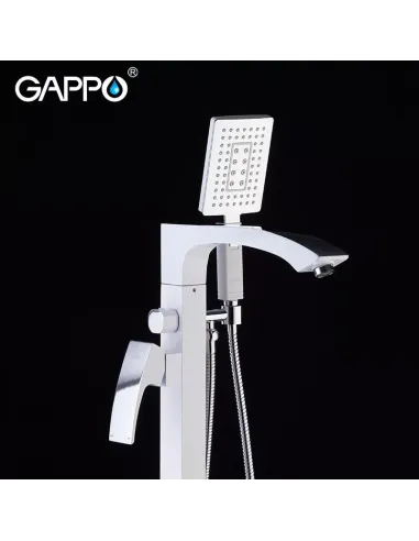 Напольный смеситель для ванны Gappo G3007-8, с душевым набором, белый