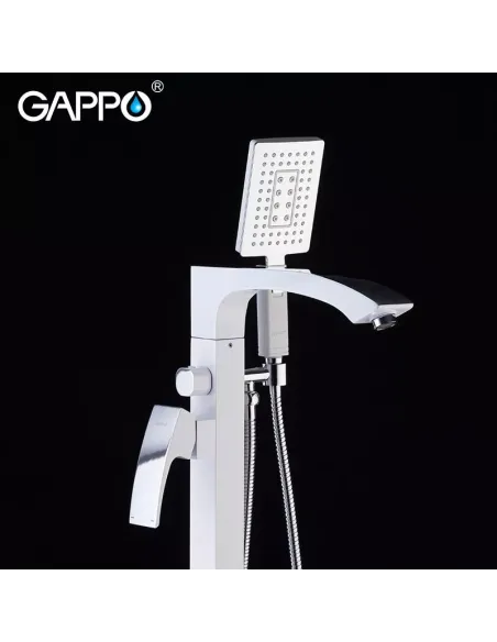 Напольный смеситель для ванны Gappo G3007-8, с душевым набором, белый