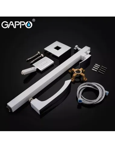 Напольный смеситель для ванны Gappo G3007-8, с душевым набором, белый