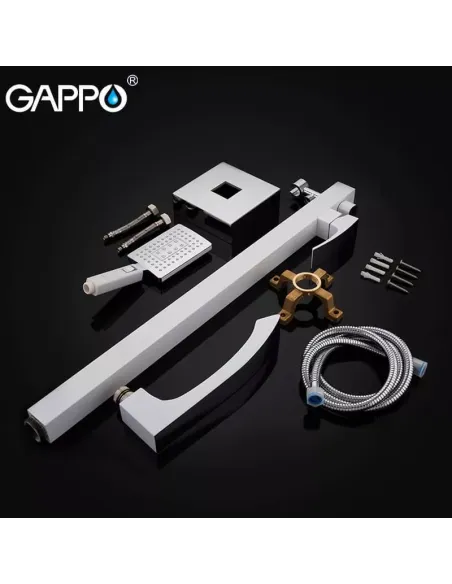 Напольный смеситель для ванны Gappo G3007-8, с душевым набором, белый