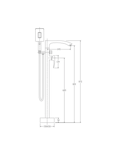 Напольный смеситель для ванны Gappo G3007-8, с душевым набором, белый