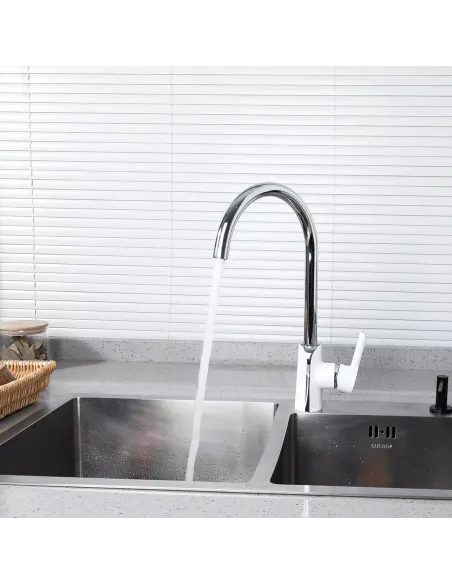 Змішувач одноважільний для кухні Gappo G4003-8, білий хром