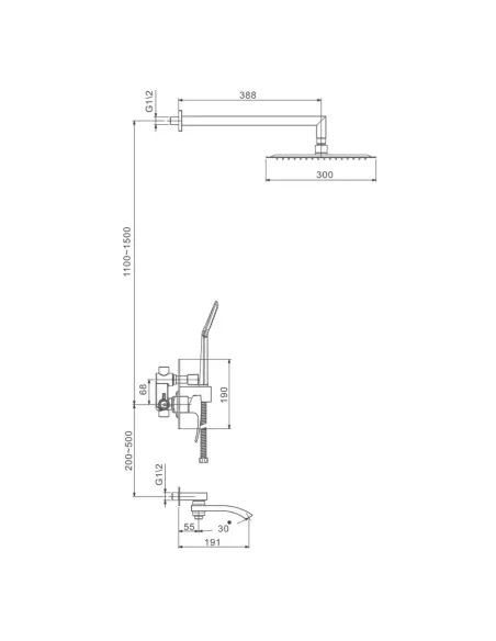 Душова система прихованого монтажу Gappo G7107, хром