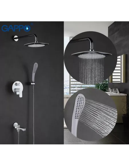 Душевая система скрытого монтажа Gappo G7148-8, белый