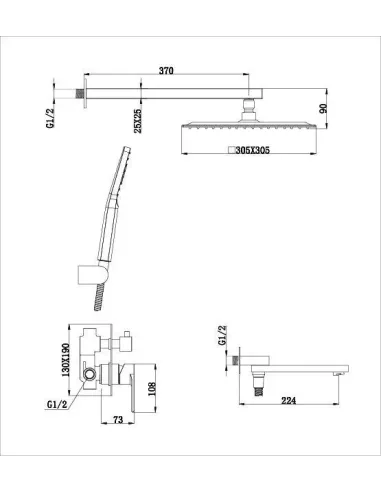 Душевая система скрытого монтажа Gappo G7199-20, хром