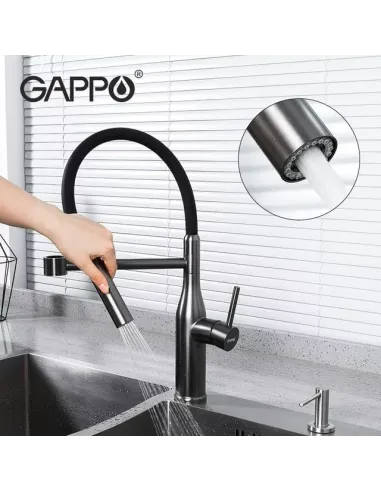 Смеситель для кухни с гибким изливом Gappo G4398-51, черный