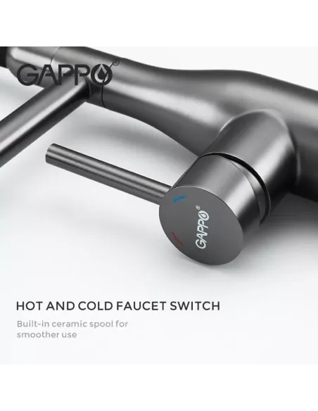 Смеситель для кухни с гибким изливом Gappo G4398-51, черный