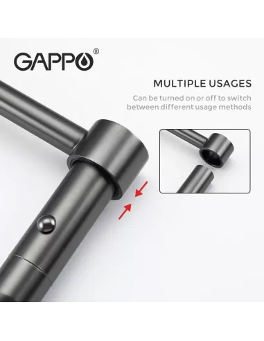 Смеситель для кухни с гибким изливом Gappo G4398-51, черный