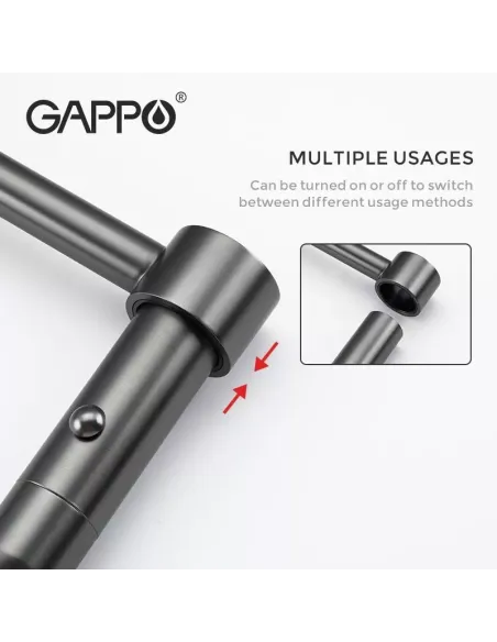 Смеситель для кухни с гибким изливом Gappo G4398-51, черный