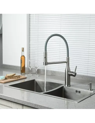Смеситель для кухни с гибким изливом Gappo G4398-55, серый