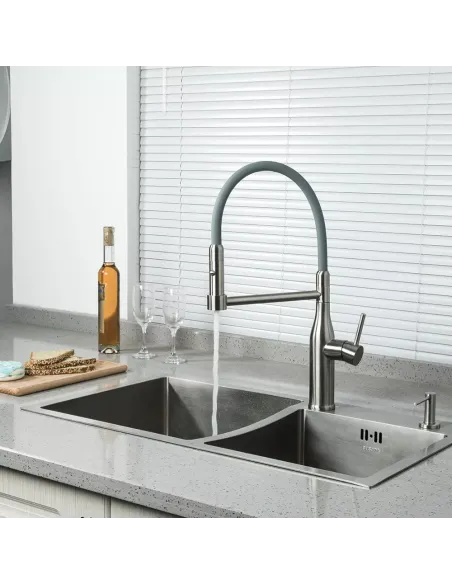 Смеситель для кухни с гибким изливом Gappo G4398-55, серый