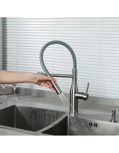 Смеситель для кухни с гибким изливом Gappo G4398-55, серый