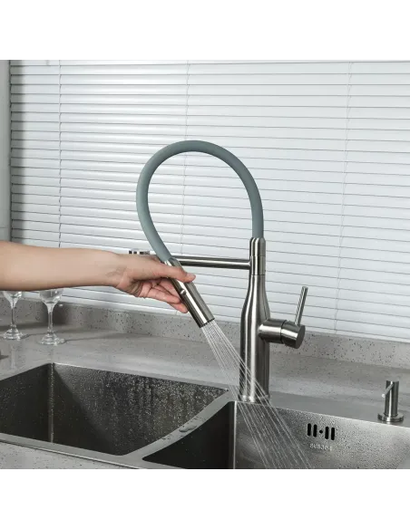 Смеситель для кухни с гибким изливом Gappo G4398-55, серый