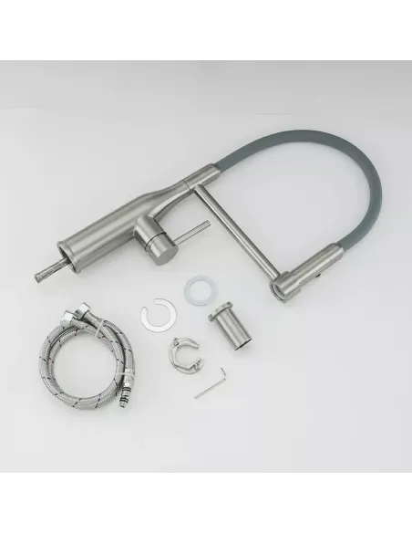 Смеситель для кухни с гибким изливом Gappo G4398-55, серый