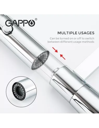 Змішувач для кухні з гнучким виливом Gappo G4398-15, чорний,хром