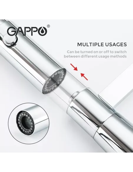 Змішувач для кухні з гнучким виливом Gappo G4398-15, чорний,хром