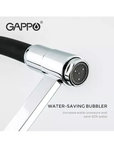 Змішувач для кухні з гнучким виливом Gappo G4398-15, чорний,хром