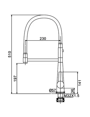 Змішувач для кухні з гнучким виливом Gappo G4398-15, чорний,хром
