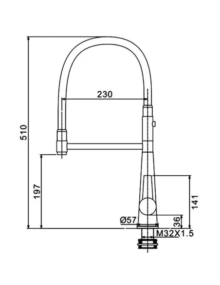 Змішувач для кухні з гнучким виливом Gappo G4398-15, чорний,хром