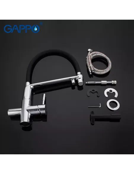 Смеситель для кухни с подключением к фильтру Gappo G4398-7, черный
