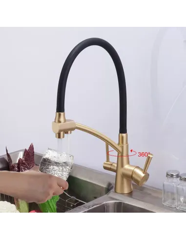 Смеситель для кухни с подключением к фильтру Gappo G4398-1, черный, бронза