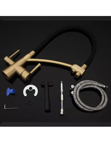 Смеситель для кухни с подключением к фильтру Gappo G4398-1, черный, бронза