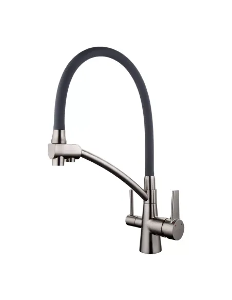 Смеситель для кухни с подключением к фильтру Gappo G4398, серый, сатин
