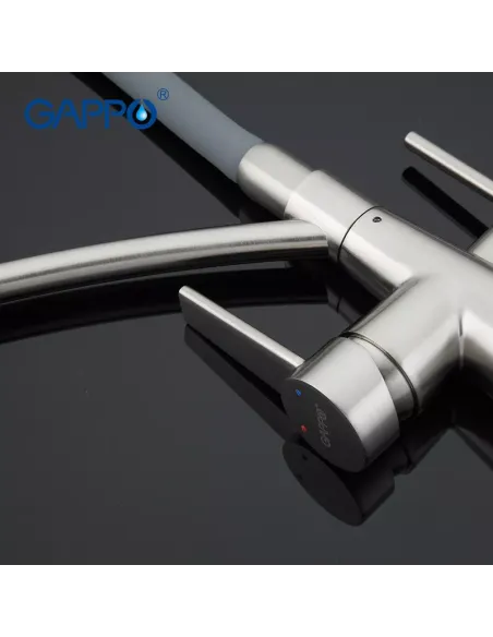 Смеситель для кухни с подключением к фильтру Gappo G4398, серый, сатин