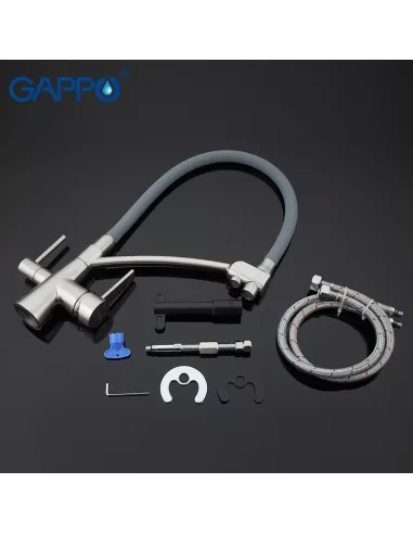 Смеситель для кухни с подключением к фильтру Gappo G4398, серый, сатин