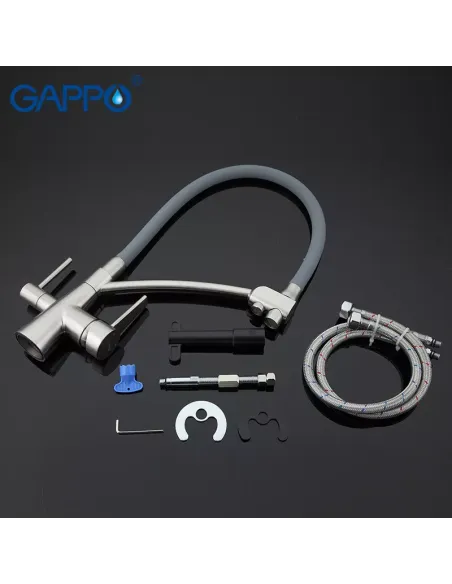 Смеситель для кухни с подключением к фильтру Gappo G4398, серый, сатин