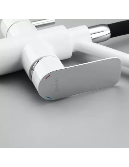 Смеситель для кухни с подключением к фильтру Gappo G4348, белый, хром