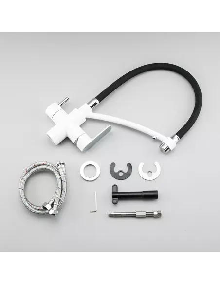 Смеситель для кухни с подключением к фильтру Gappo G4348, белый, хром