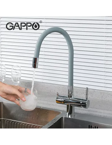 Змішувач для кухні з підключенням до фільтра Gappo G4398-30, сірий, хром