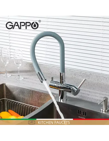 Змішувач для кухні з підключенням до фільтра Gappo G4398-30, сірий, хром
