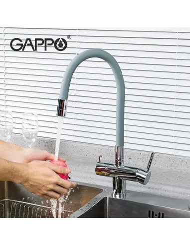 Змішувач для кухні з підключенням до фільтра Gappo G4398-30, сірий, хром