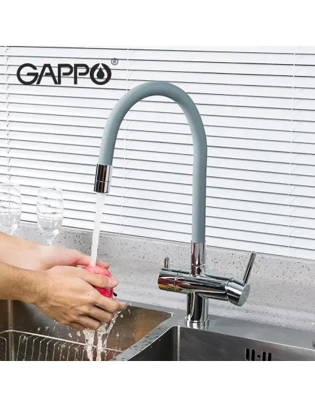 Змішувач для кухні з підключенням до фільтра Gappo G4398-30, сірий, хром