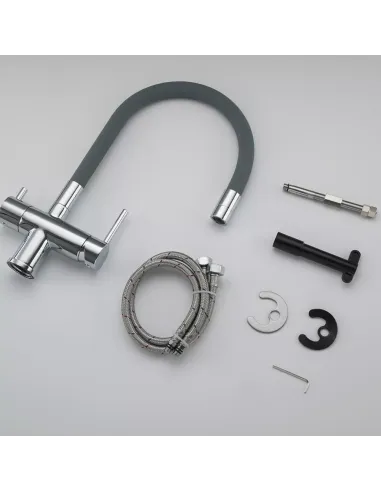 Змішувач для кухні з підключенням до фільтра Gappo G4398-30, сірий, хром