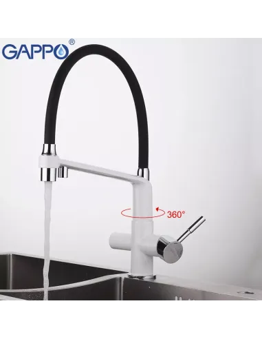 Смеситель для кухни с подключением к фильтру Gappo G4398-9, белый, черный
