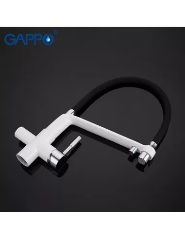 Смеситель для кухни с подключением к фильтру Gappo G4398-9, белый, черный