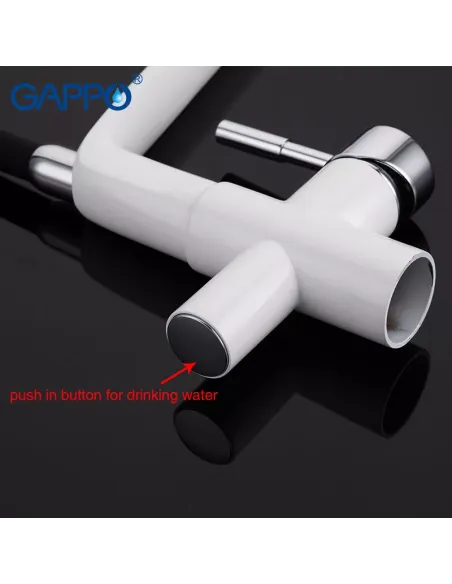 Смеситель для кухни с подключением к фильтру Gappo G4398-9, белый, черный