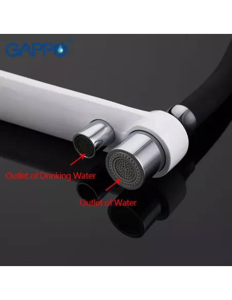 Смеситель для кухни с подключением к фильтру Gappo G4398-9, белый, черный