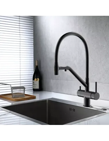 Смеситель для кухни с подключением к фильтру Gappo G4398-89, оружейная сталь