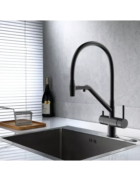 Смеситель для кухни с подключением к фильтру Gappo G4398-89, оружейная сталь